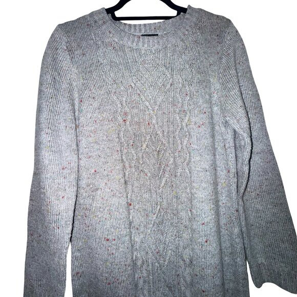 Talbots Cable Knit Gray Sweater Dress With Multi-Colored Speckles All Over Sz M - Picture 4 of 15